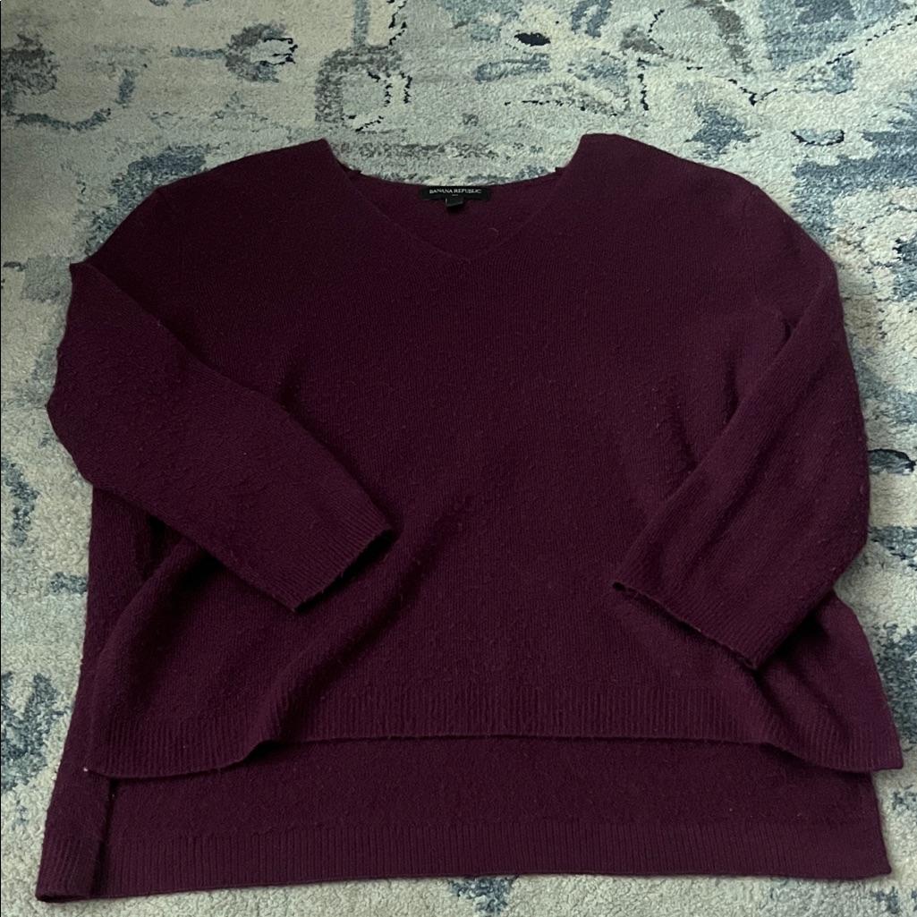 Banana Republic Deep Purple V-Neck Sweater